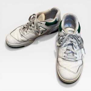 New Balance 550 White and Green Retro Low-Top Sneakers